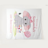 Cute Elephant ballon Girl Birthday Backdrop Wandkleed (Voorkant (horizontaal))