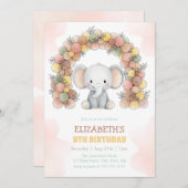 Cute Elephant Balloon Arch Birthday Party Kaart (Voorkant / Achterkant)