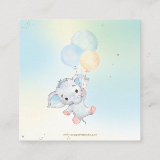 Cute Elephant Balloons Boy Diaper Raffle  Informatiekaartje (Achterkant)