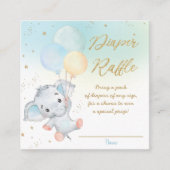 Cute Elephant Balloons Boy Diaper Raffle  Informatiekaartje (Voorkant)