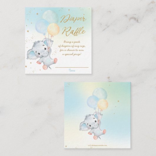 Cute Elephant Balloons Boy Diaper Raffle Informatiekaartje (Voorkant / Achterkant)