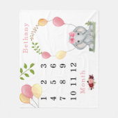 Cute Elephant Balloons Girl Milestone Fleece Deken (Voorkant)