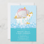 Cute Elephant Bath Baby shower Kaart (Voorkant)