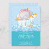 Cute Elephant Bath Baby shower Kaart (Voorkant / Achterkant)