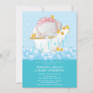 Cute Elephant Bath Baby shower Kaart