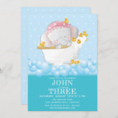 Cute Elephant Bath Birthday Kaart (Voorkant / Achterkant)