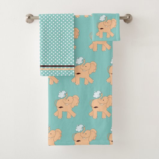 Cute Elephant Bath Towel Set Bad Handdoek (Insitu)