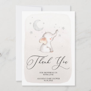 Cute Elephant Beige Geslacht Neutraal Baby shower Bedankkaart