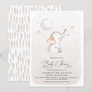 Cute Elephant Beige Geslacht Neutraal Baby shower Kaart