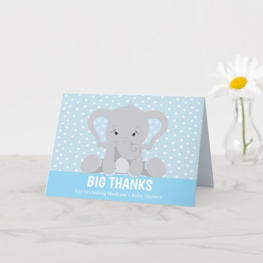 Cute Elephant Big Bedankt Blue Hartelijk dank Kaart (Kleine Plant)
