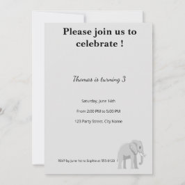Cute Elephant Birthday Invitation | Soft Pastel  Kaart
