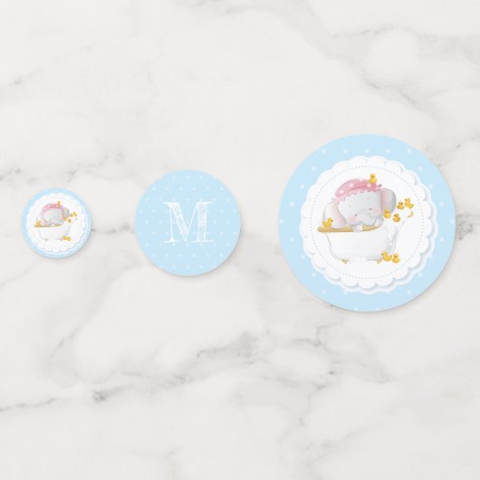 Cute Elephant Birthday Monogram Confetti (Voorkanten)