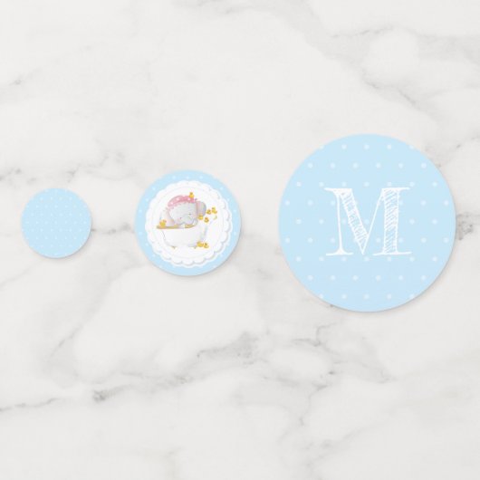 Cute Elephant Birthday Monogram Confetti (Achterkanten)