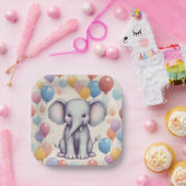 Cute Elephant Birthday Papieren Bordje (Feest)