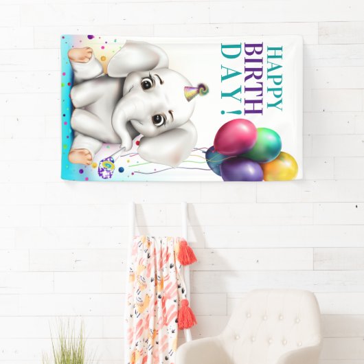 Cute Elephant Birthday Spandoek (Insitu)