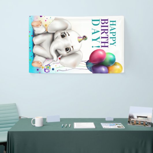 Cute Elephant Birthday Spandoek (Beurs)