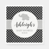 Cute Elephant Black White Polka Dot Baby shower Servet (Voorkant)