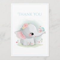 Cute Elephant Blue Baby shower Hartelijk dank