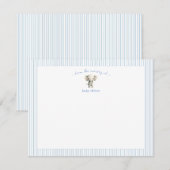 Cute Elephant blue border Baby Boy Bedankkaart (Voorkant / Achterkant)
