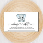 Cute Elephant Blue Diaper Baby shower Raffle Informatiekaartje<br><div class="desc">Kute baby boy douche diaper omhullingskaart met "diaper raffle" in een stijlvol zacht grijs script met swashes en een pastelblauwe waterverf van een baby jongen olifant. Onderaan kunt u gemakkelijk uw tekst van het luiervak personaliseren.</div>