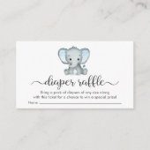 Cute Elephant Blue Diaper Baby shower Raffle Informatiekaartje (Voorkant)
