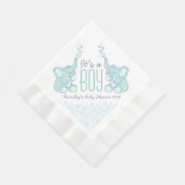 Cute Elephant blue genaamd baby shower boy napkin Servetten (Hoek)