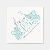 Cute Elephant blue genaamd baby shower boy napkin Servetten (Voorkant)