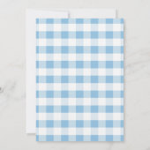 Cute Elephant Blue Gingham Baby Shower Invitations Kaart (Achterkant)