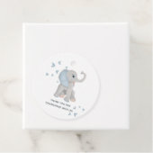 Cute Elephant Blue Grey Waterverf Baby shower Bedankjes Labels (In situ)