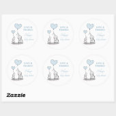Cute Elephant Blue Heart Balloons Boy Baby shower Ronde Sticker (Vel)