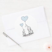 Cute Elephant Blue Heart Balloons Boy Baby shower Ronde Sticker (Envelop)