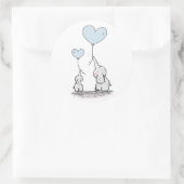 Cute Elephant Blue Heart Balloons Boy Baby shower Ronde Sticker (Tas)