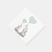 Cute Elephant Blue Heart Balloons Boy Baby shower Servet (Hoek)