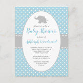 Cute Elephant Blue Polka Dot Boy Baby shower Uitnodiging Briefkaart (Voorkant)