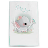 Cute Elephant Blue Waterverf Baby Love Medium Cadeauzakje (Voorkant)