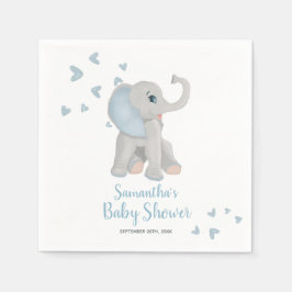 Cute Elephant Blue Waterverf Baby shower Elegant Servet