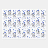 Cute Elephant Blue Winter Baby Boy Shower Inpakpapier Vel (Voorkant 3)