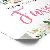 Cute Elephant BLush Floral Baby shower Favors Sign Poster (Hoek)