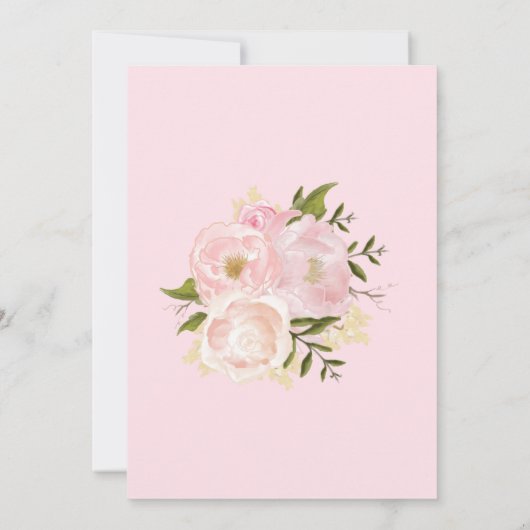 Cute Elephant Blush Pink Gold Floral Baby shower Bedankkaart (Achterkant)