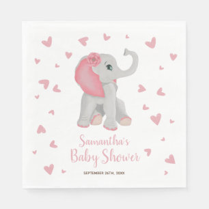 Cute Elephant Blush Pink Waterverf Baby shower Servet