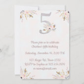 Cute Elephant Boho Floral vijfde verjaardag Uitnod Kaart (Achterkant)