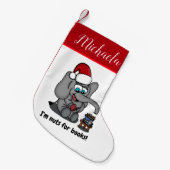 Cute Elephant Book Lover geïllustreerd Kleine Kerstsok (Voorkant (Hangend))