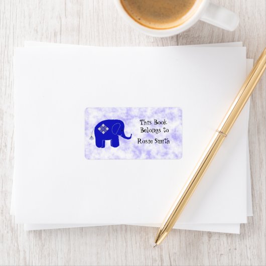 Cute Elephant Bookplate Etiket (Insitu)