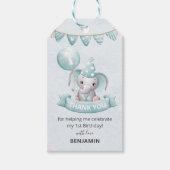 Cute Elephant Boy 1st Birthday Party Favor Cadeaulabel (Voorkant)