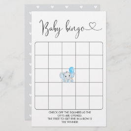 Cute Elephant Boy Baby shower Bingo