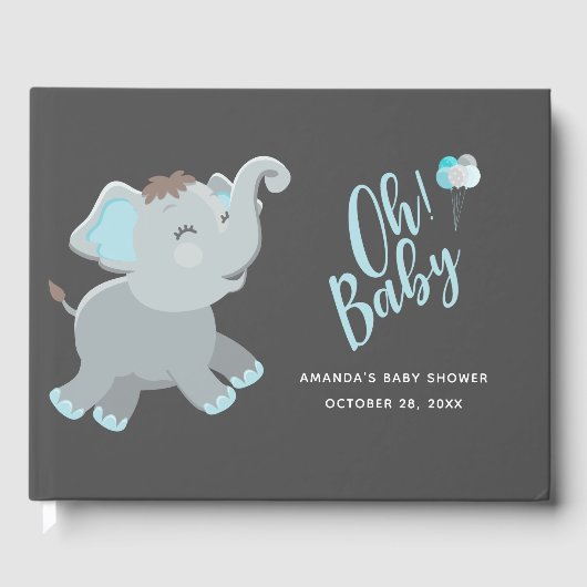 Cute Elephant Boy Baby shower Gastenboek (Voorkant)