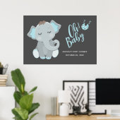 Cute Elephant Boy Baby shower Poster (Thuiskantoor)