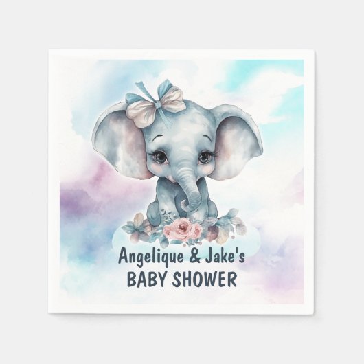 Cute Elephant Boy Baby shower Servet (Voorkant)