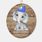 Cute Elephant Boy Baby's eerste CHRISTMAS Rustic Keramisch Ornament (Links)