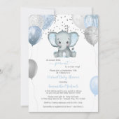 Cute Elephant Boy-ballonnen Virtual Baby shower Kaart (Voorkant)